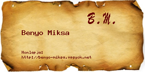 Benyo Miksa névjegykártya